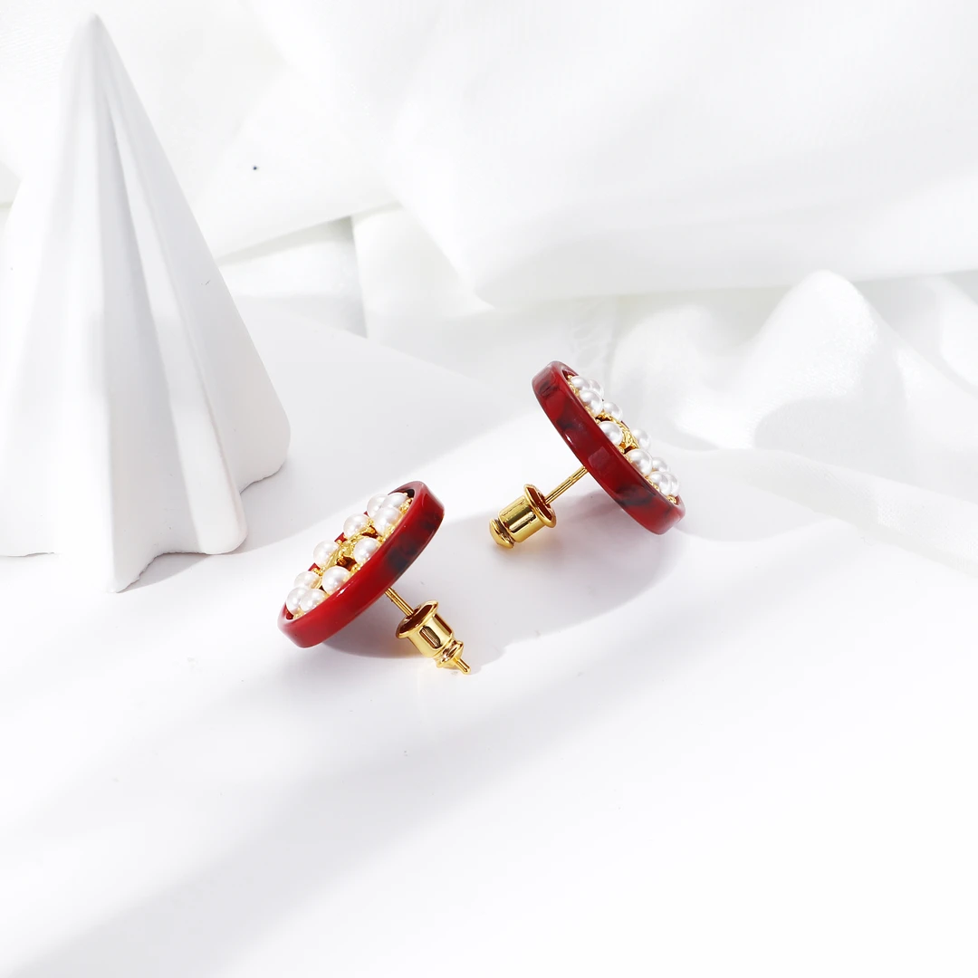 Tender Jinger 铜合金耳饰 复古圆形耳饰高级感耳钉