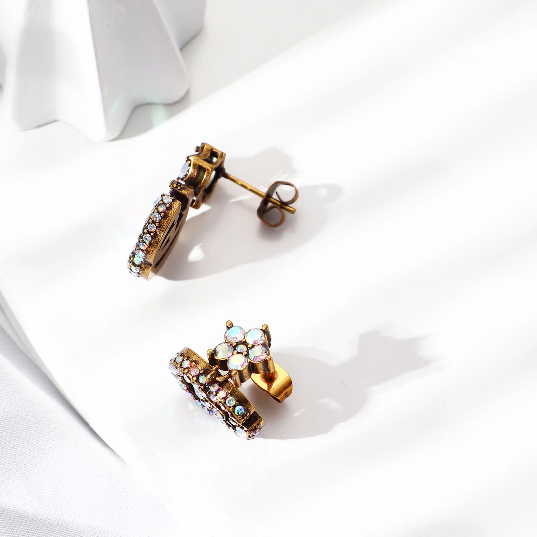 Tender Jinger 铜合金耳饰 双G复古做旧耳坠百搭耳钉