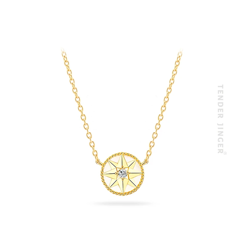 Tender Jinger 坠链均925银 八芒星罗盘项链时尚气质简约款吊坠