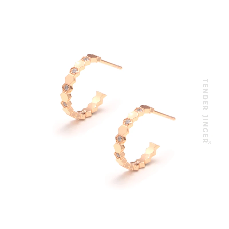 Tender Jinger 925银耳饰 蜂巢耳饰百搭经典款