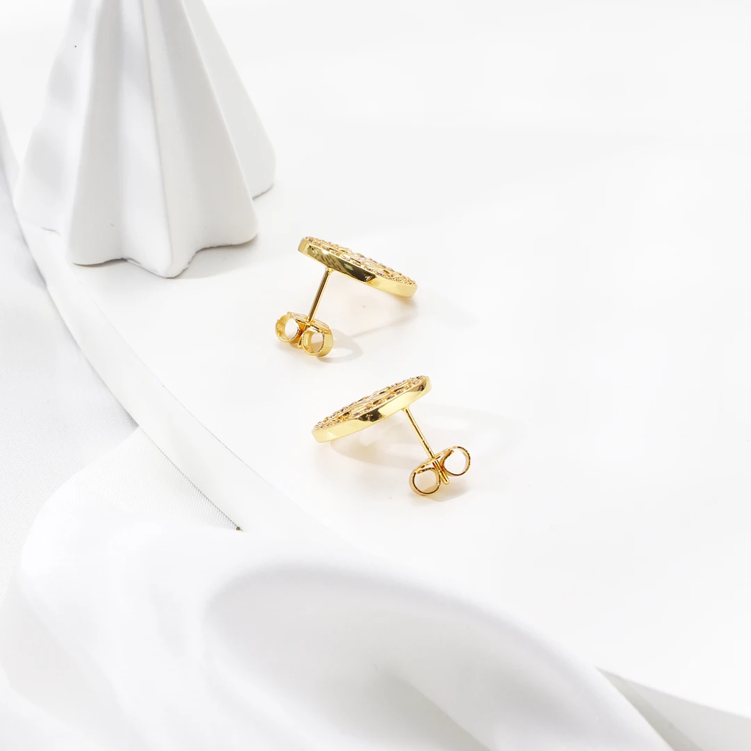 Tender Jinger 铜合金耳饰 字母满天星镂空耳饰经典轻奢KE