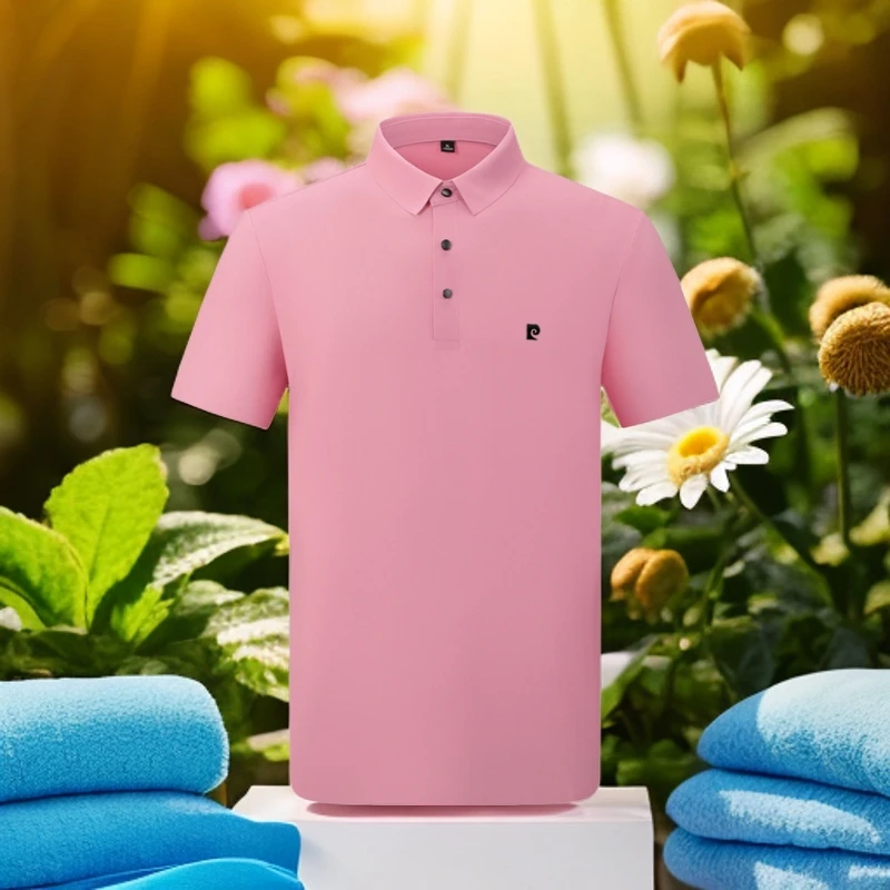 皮尔卡丹男士新款夏t恤翻领短袖上衣polo衫丝滑冰凉吸汗透气速干