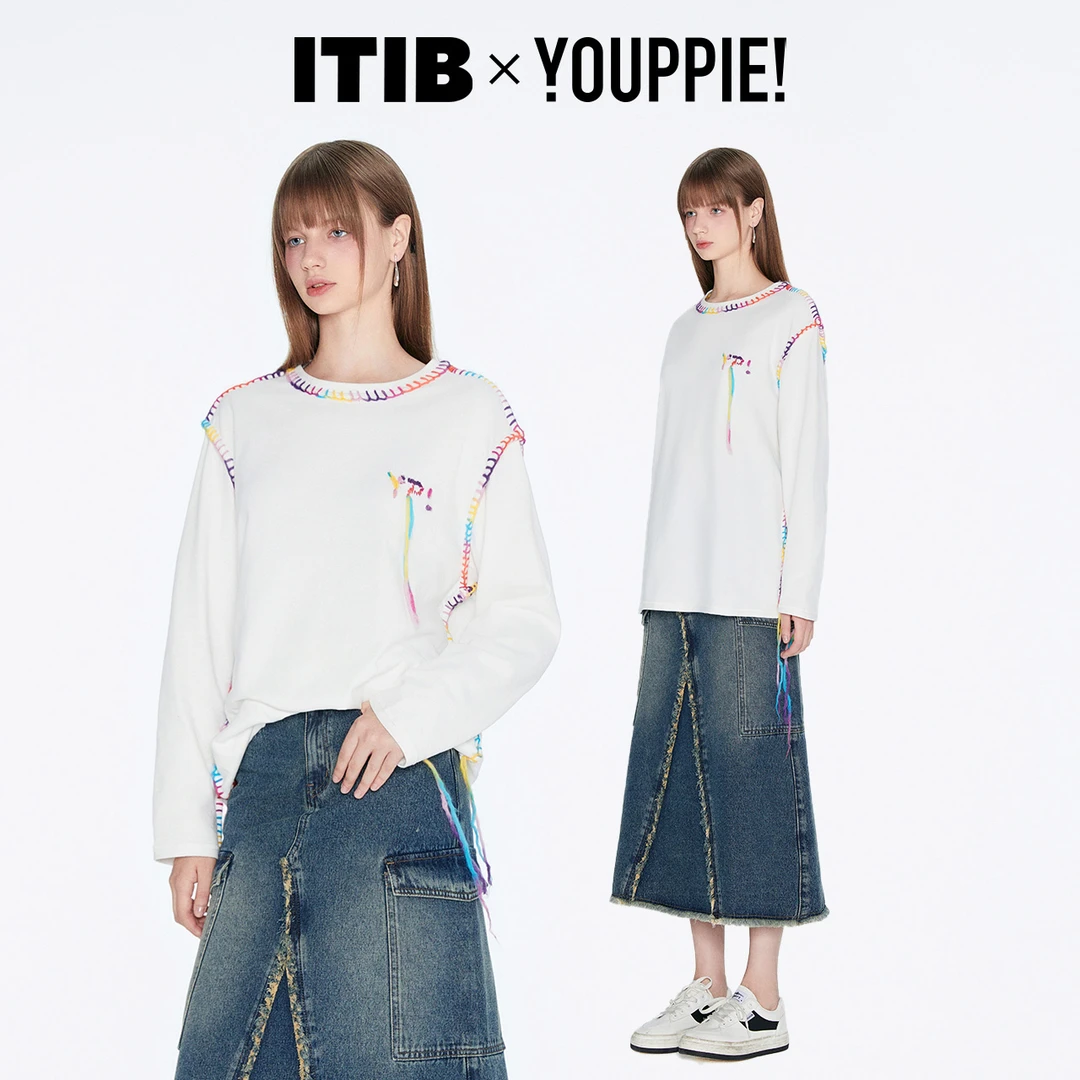 ITIB×YOUPPIE！设计师联名经典手缝绣线圆领卫衣IA233SZ0004