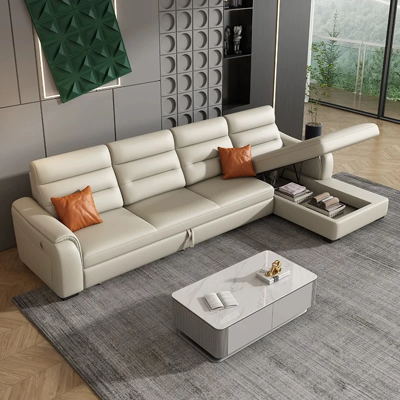 意式极简真皮贵妃功能沙发床头等舱电动大小户型伸缩客厅组合沙发