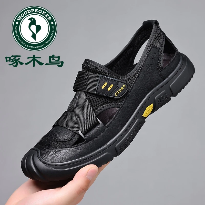 啄木鸟男鞋凉鞋夏季新款网面软底凉鞋外穿休闲透气时尚高端沙滩鞋