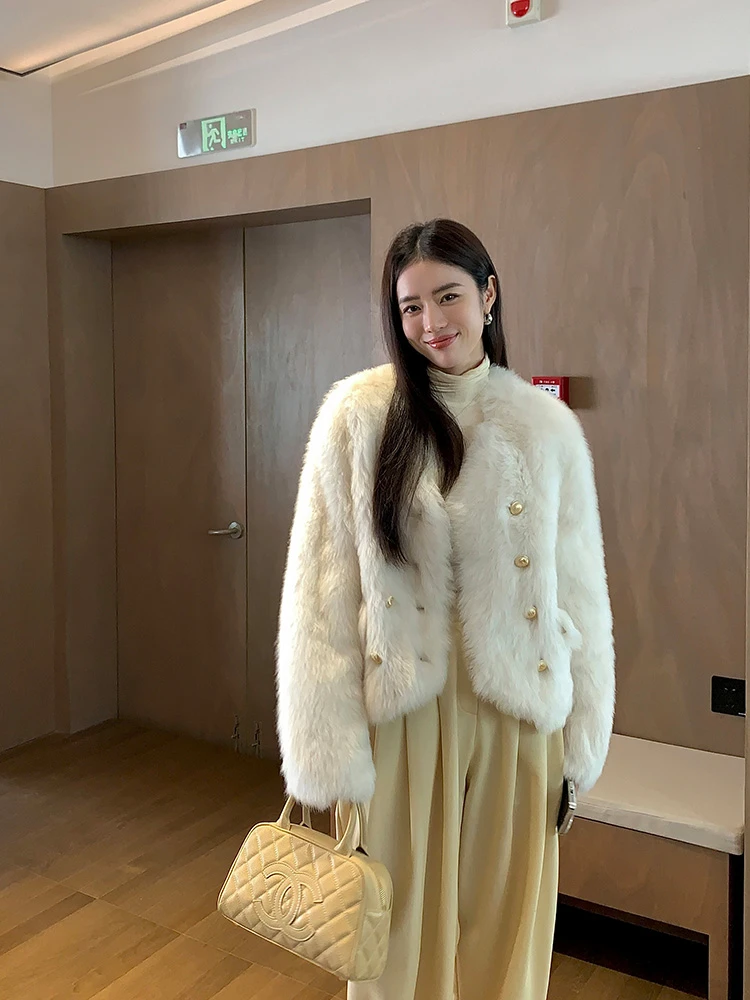 吉尔家 老钱风 进口托斯卡纳皮毛一体小个子短款皮草外套女23新款