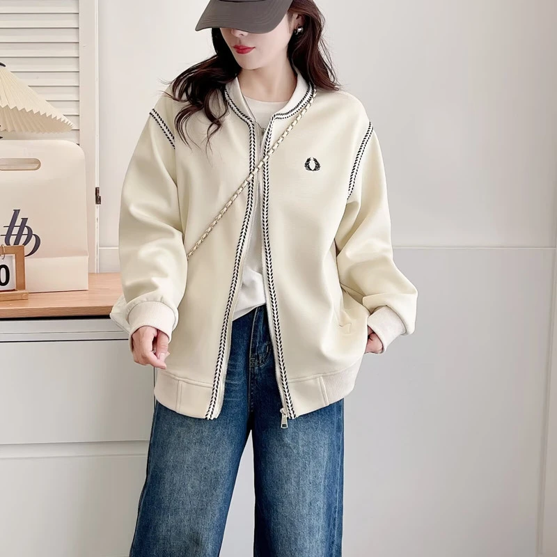 大码女装春季新款小香风棒球服胖mm休闲百搭显瘦宽松立领夹克外套