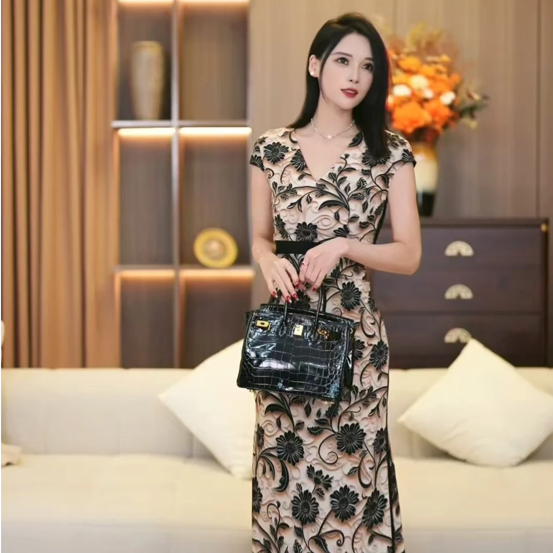 【静铉】浓情华尔兹夏季新款气质法式优雅修身温柔名媛连衣裙-CY484