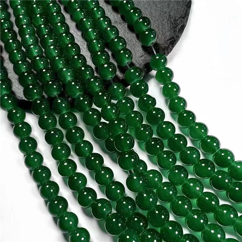 玻璃绿色圆珠4 6 8 10mm手工diy琉璃串珠手串散珠