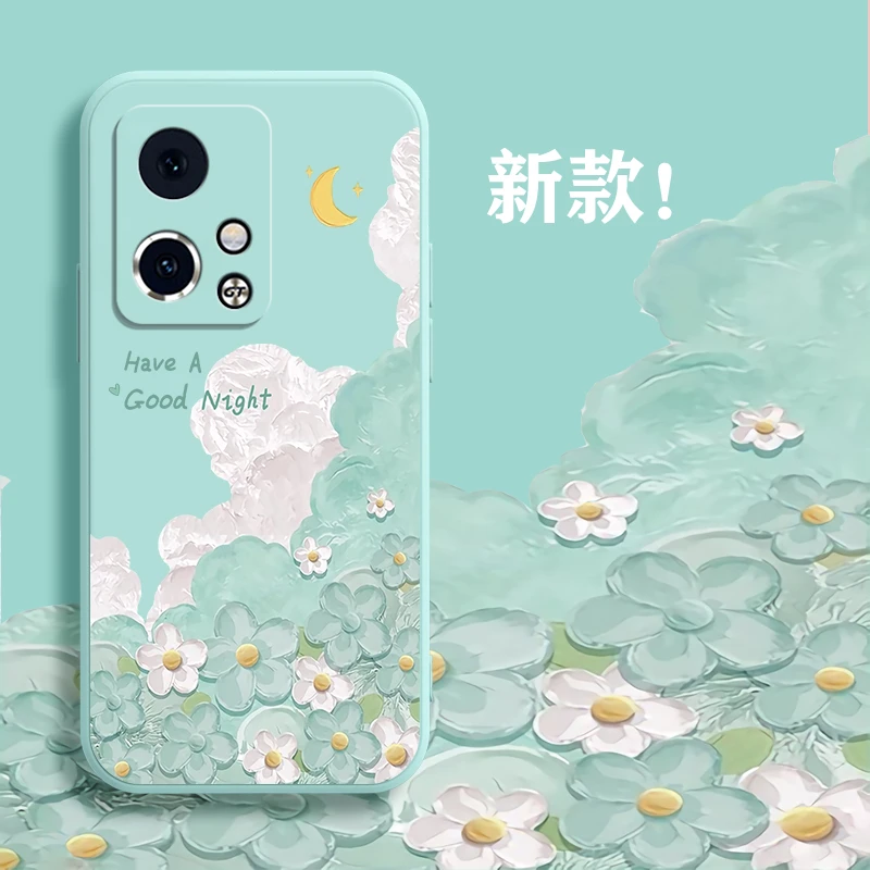 白云花朵适用荣耀x90gt手机壳全包小清新彩绘保护套软壳新款防摔