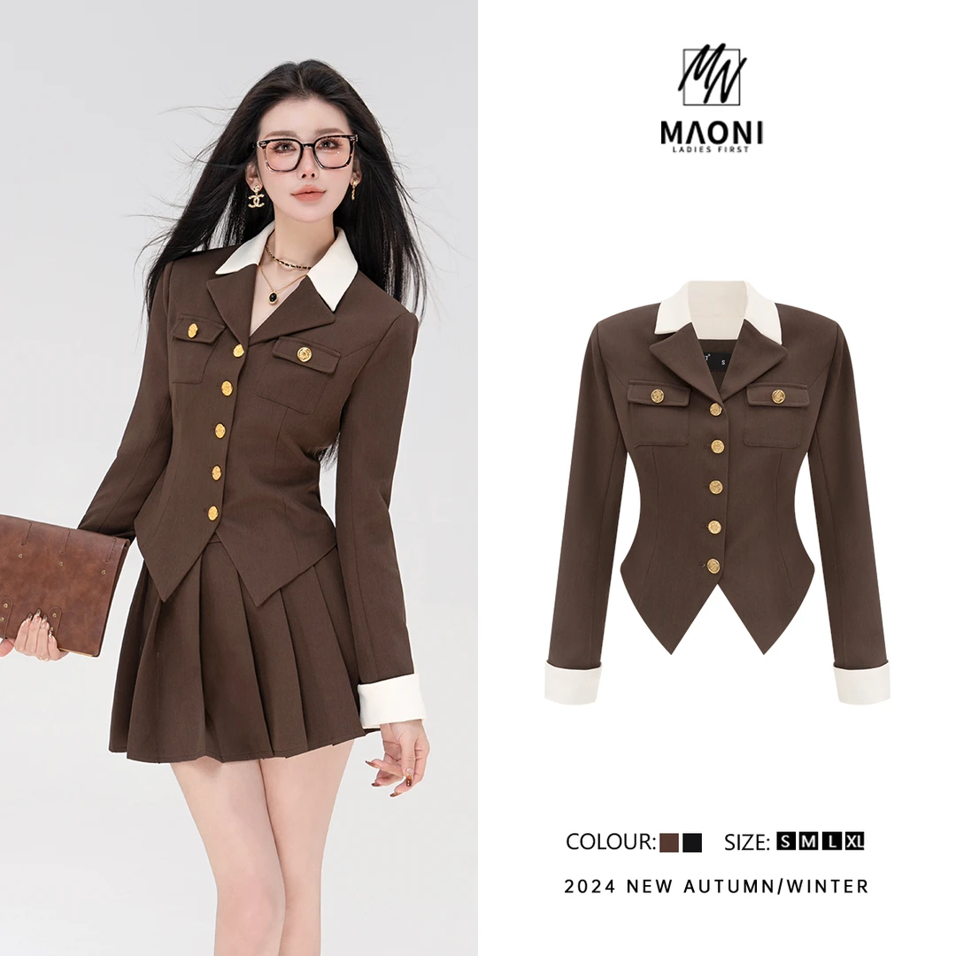 清-毛妮Peshe【美拉德风】2024秋冬法式穿搭通勤西服短外套女D9572