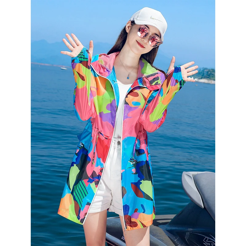 中长款防紫外线高档防晒衣女夏季韩版户外运动登山防晒服轻薄外套