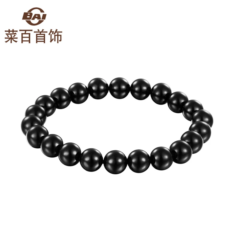 菜百首饰玛瑙手串黑玛瑙手串手链男女款单圈DIY搭配转运珠