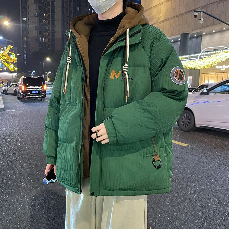 冬季假两件棉衣男孩13初高中学生羽绒棉服15岁青少年大童棉袄外套