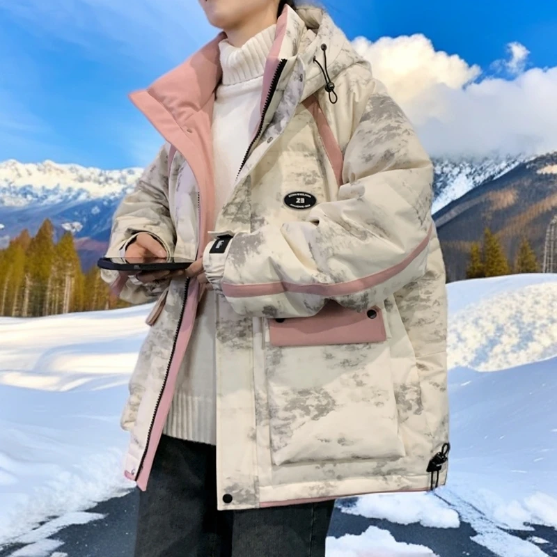 青少年棉衣外套男孩初中高中学生假两件羽绒棉服大童冬装加厚棉袄