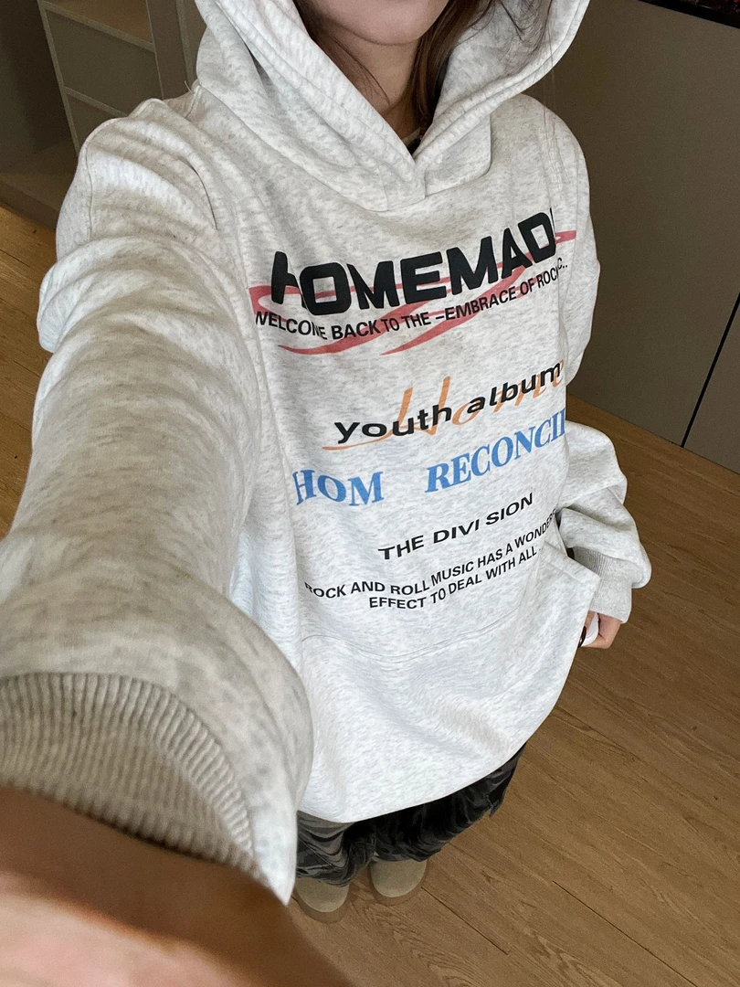 【美式字母】套头潮牌个性重磅连帽秋冬宽松百搭男女印花卫衣