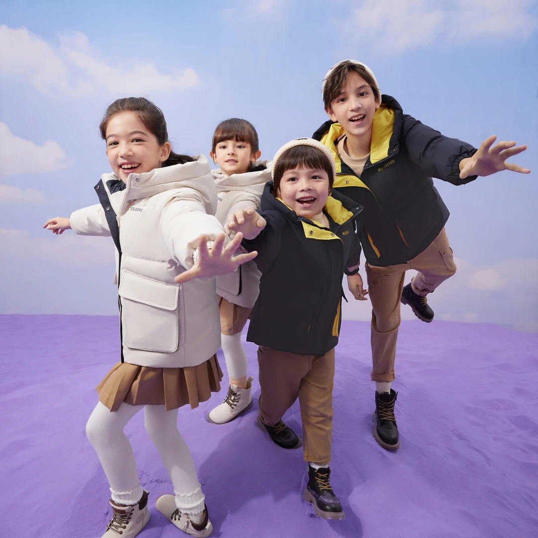 2023儿童防风搭连帽宽松羽绒服外套T30143700DY