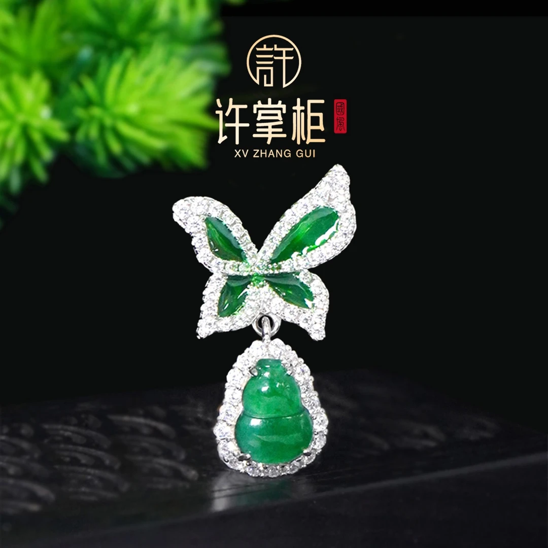 玉观音｜S925银镶嵌葫芦吊坠天然翡翠A货福禄颈饰好运常伴百搭气质