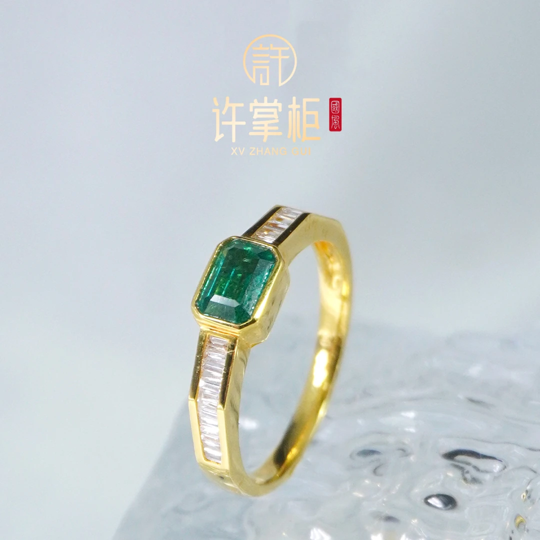 许掌柜｜18K金镶天然祖母绿戒指手饰优雅精美经典精致百搭个性气质