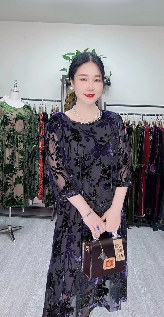 中老年桑蚕丝GS20690大码女装时尚高端高档妈妈装