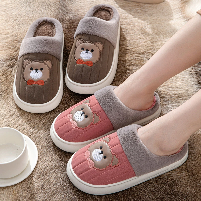 棉拖鞋男冬天防水棉拖鞋女冬季包跟居家厚底防滑情侣家用毛绒保暖