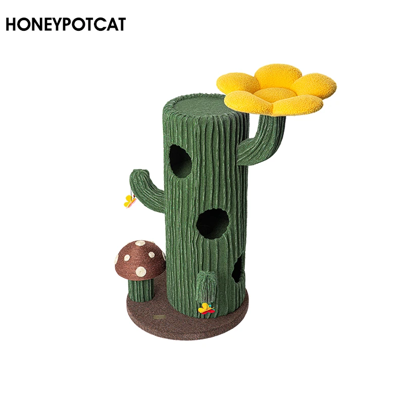 蜜罐猫仙人掌猫爬架猫窝猫树一体猫树大型树屋实木猫架220601g