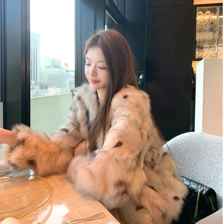 瑞秋【恶女角色卡】霜染银渐层 进口狐狸毛冬季新款大衣外套网红