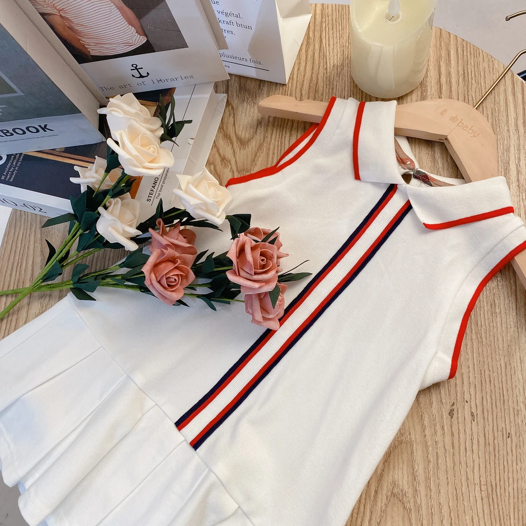 M女童无袖POLO连衣裙童装夏装学院风纯儿童公主裙群宝宝裙子8065