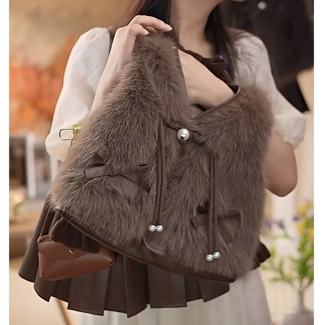 MOI女童新款洋气加厚秋冬季深棕色马甲百褶裙6043