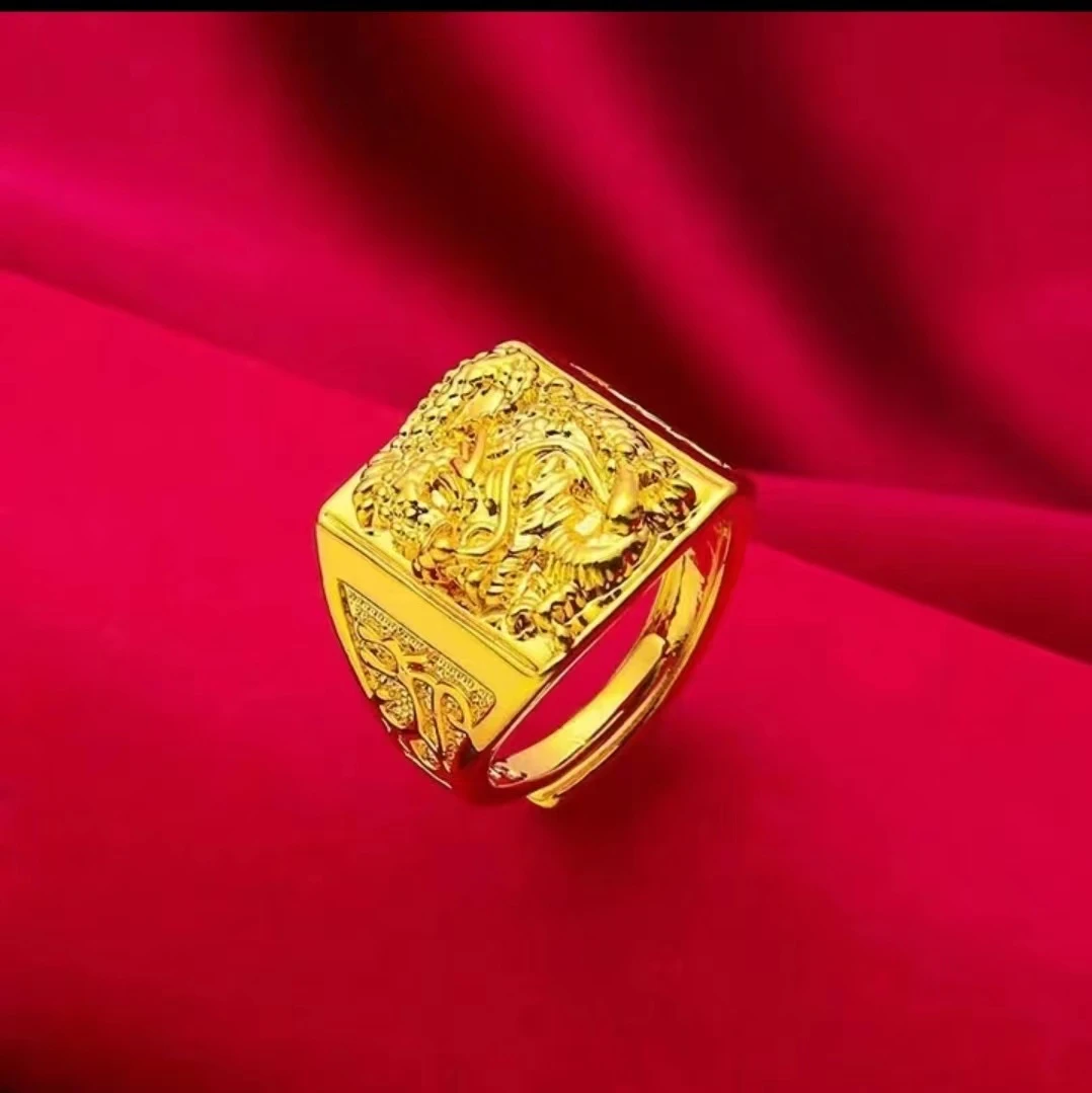 合金戒指 2024新款【龙戒】时尚金色可调节戒指