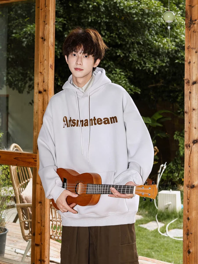 420g重磅印花连帽卫衣男春秋款日系oversize男生帽衫