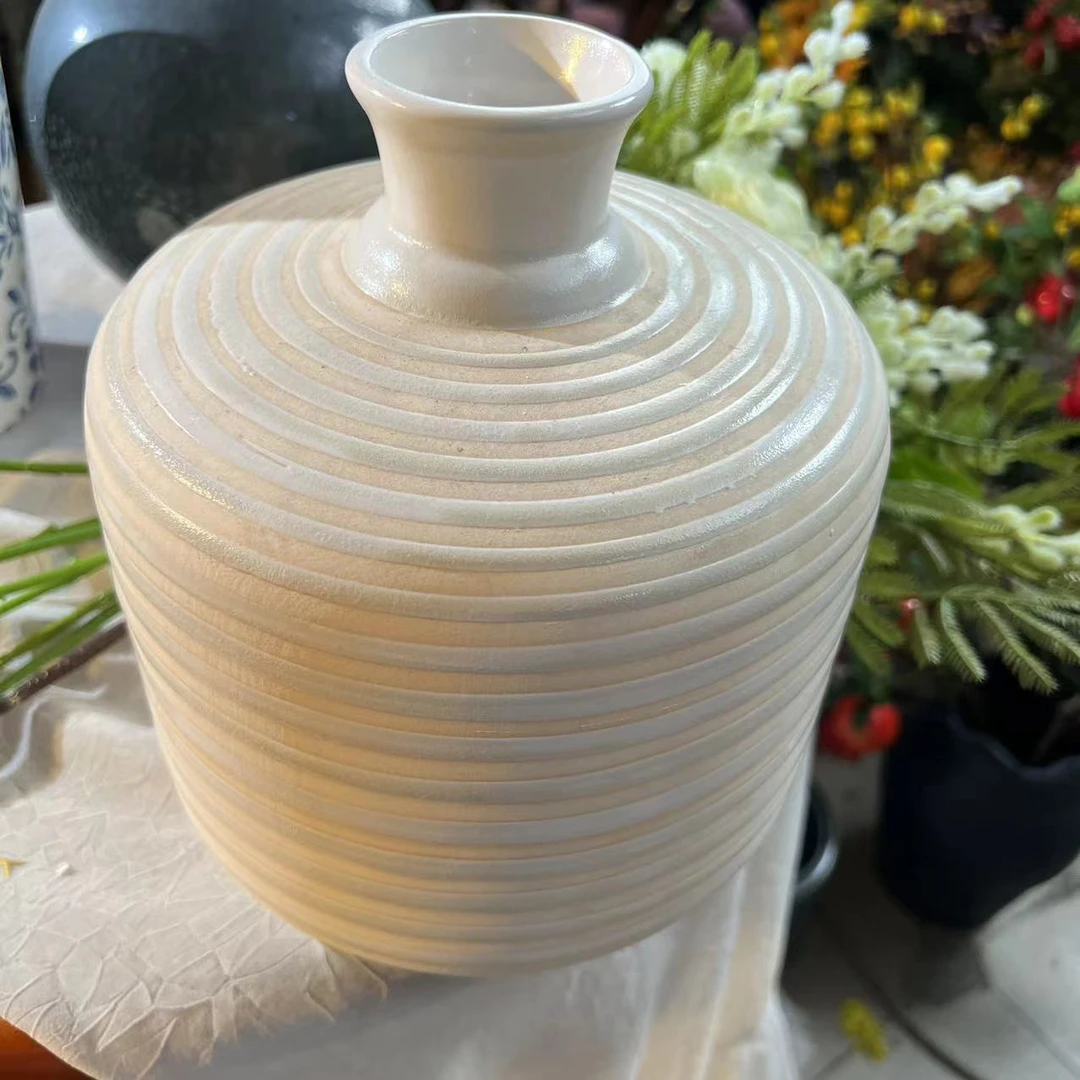 陶瓷花瓶 条纹插花花器