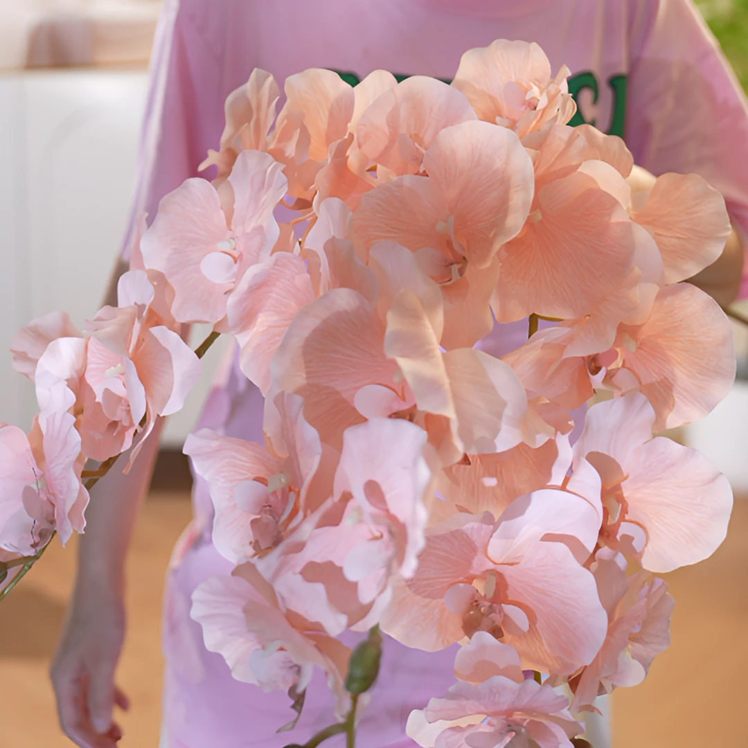 蝴蝶兰 粉色绢布 1米高 仿真花 清仓