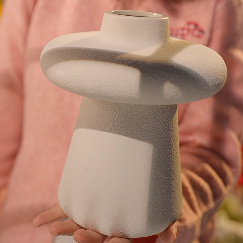 喷砂飞碟花器 花瓶 可水培 重工陶瓷花瓶