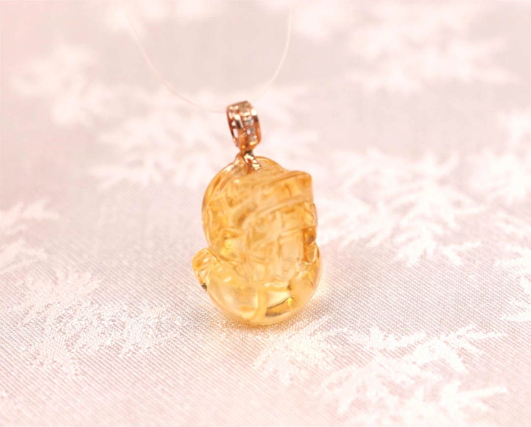 天然黄水晶貔貅吊坠