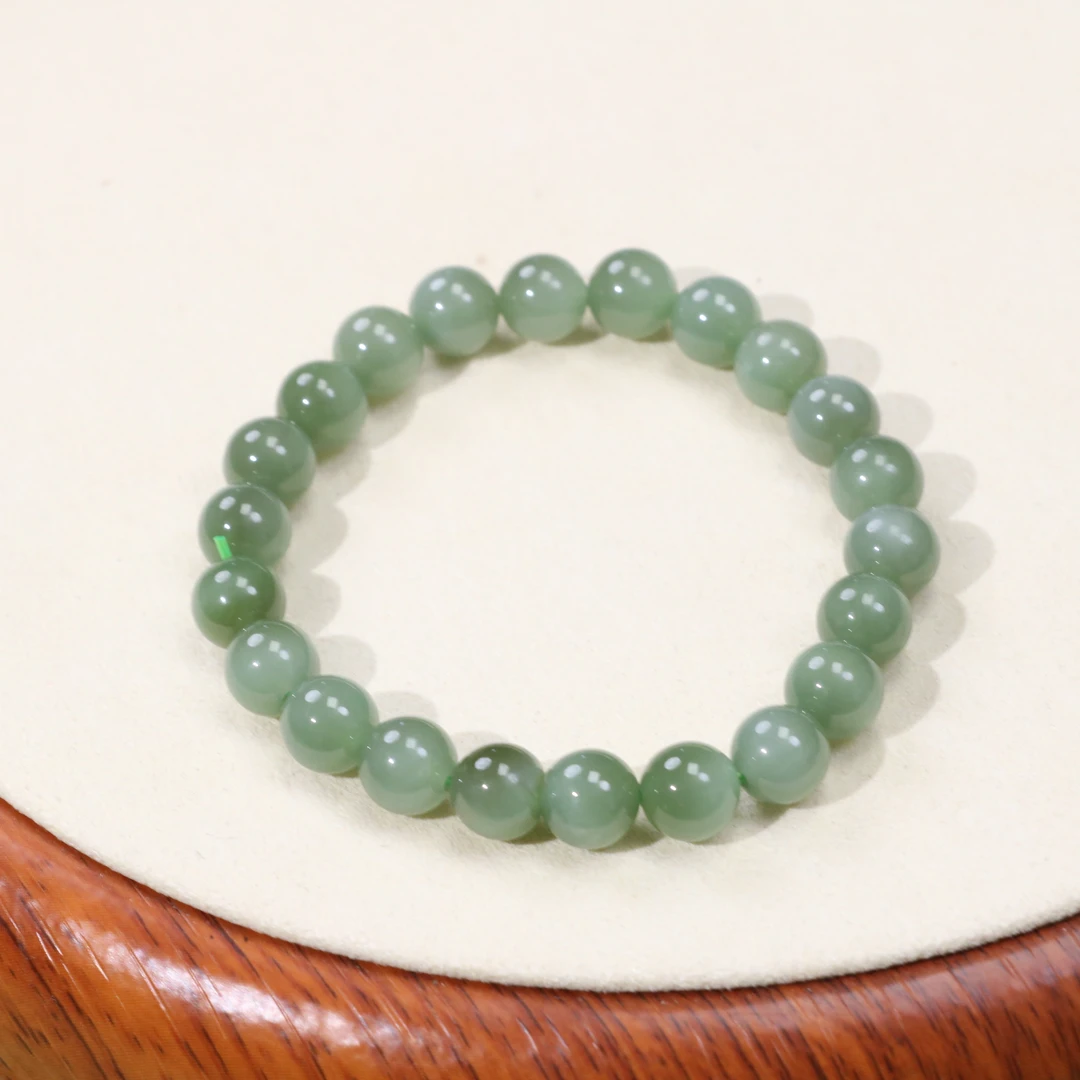 和田碧玉猫眼手串8mm女士轻奢百搭时尚简约玉手串和田玉珠手串