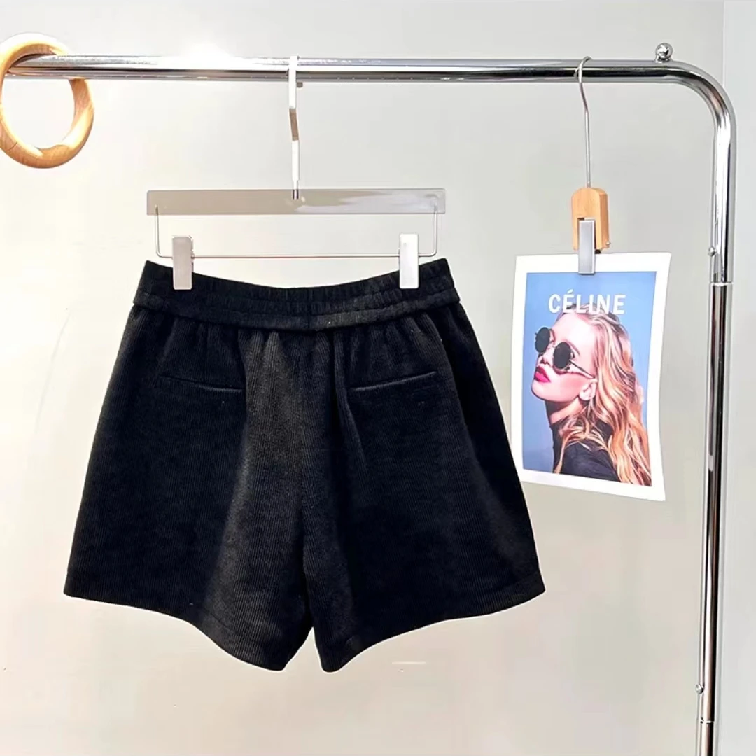 金丝绒短裤女春秋冬季外穿2023新款高腰显瘦9722