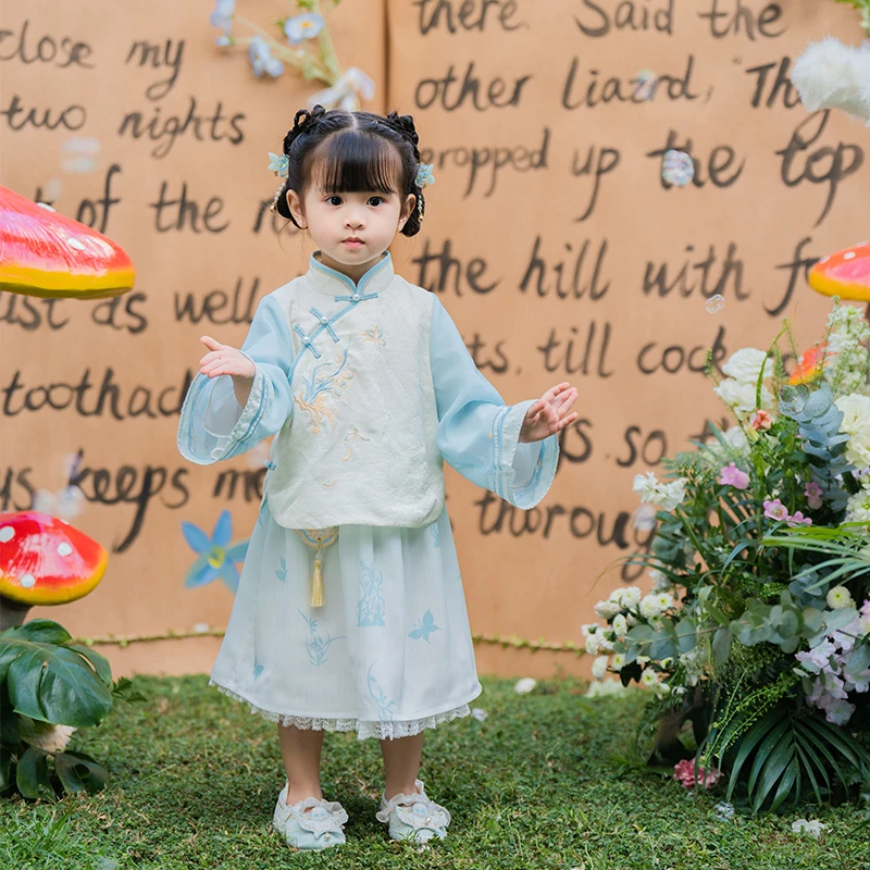 【暖锦】女童汉服改良儿童春季古风公主仙气古装套装