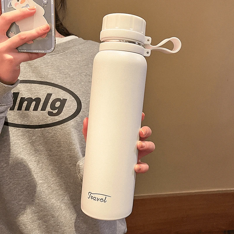 简约大容量保温杯男女士高颜值便携带茶隔水杯学生运动杯子潮流