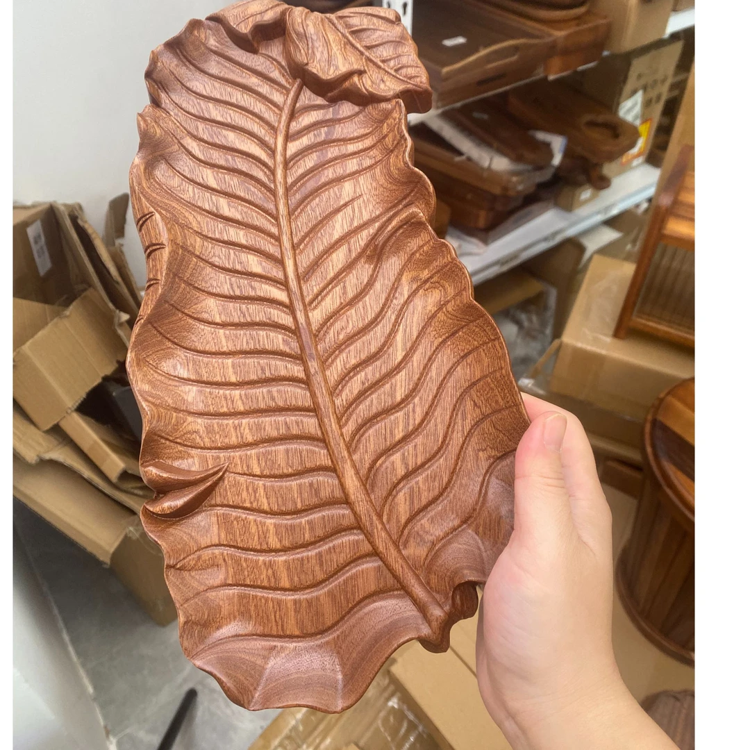 乌檀木芭蕉盘干泡盘果盘33*18*3cm WT-01