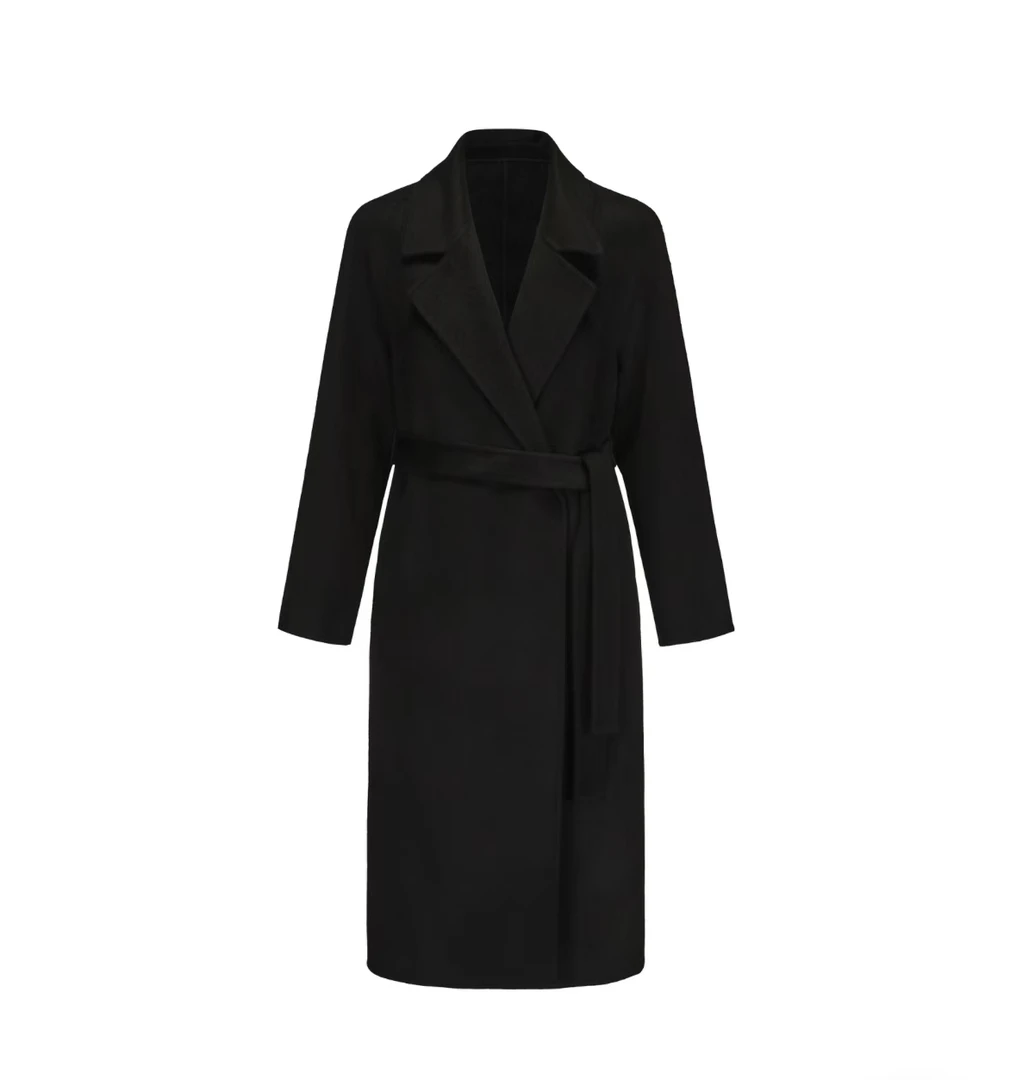 【沈曼品奢】AA秋冬新款轻奢西装领长款气质毛呢大衣女装外套