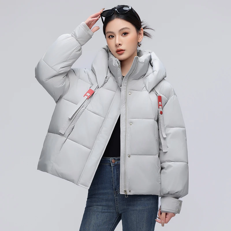 2024新款棉服女短款时尚宽松面包服连帽加厚保暖百搭女士外套