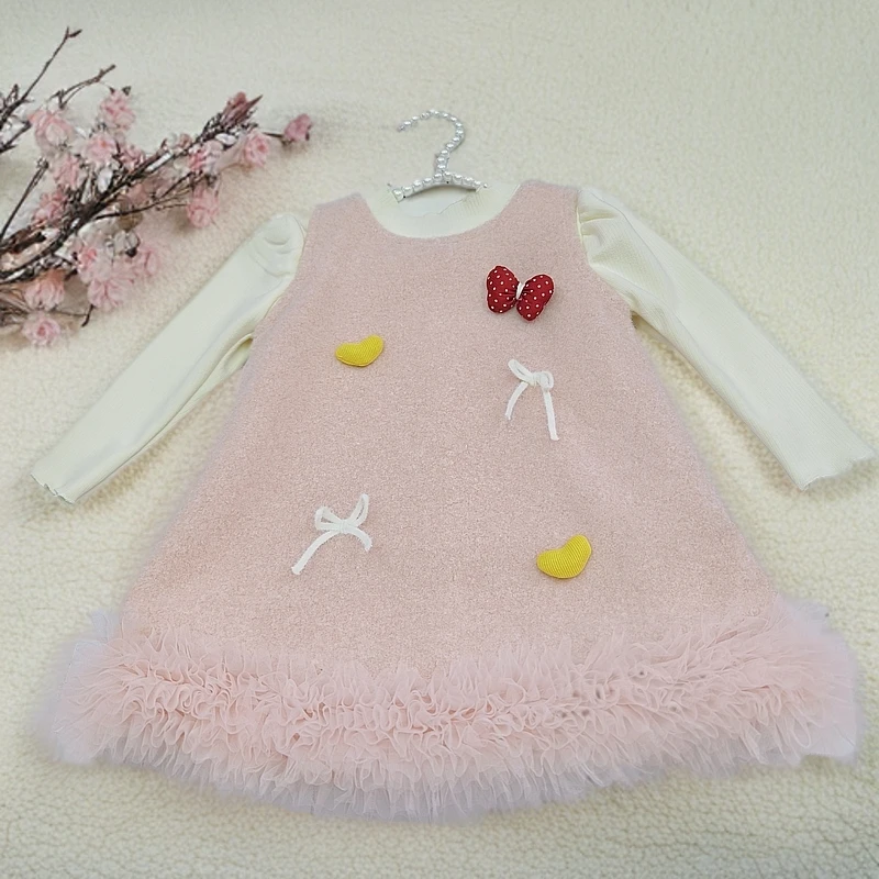 女童公主裙秋冬季韩版儿童新年套装加绒连衣裙宝冬装圣诞礼服套装