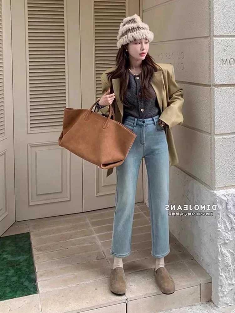 【成功姐姐】90577东大门复古显瘦九分烟管裤