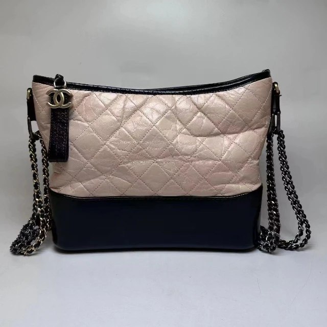 95新 Chanel/香奈儿 范大范Chanel大号流浪包米拼黑色/6307 7254