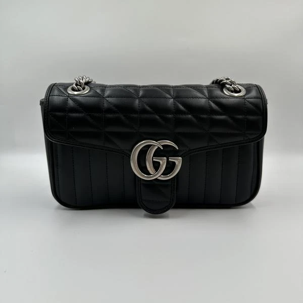 95新 GUCCI/古驰 marking马蒙26黑银斜挎包/2090 5706