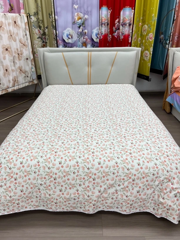 双人床单（花千朵 粉）尺寸2X2.4米轻奢凉感亲肤透气印花款