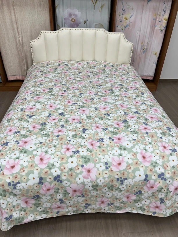 高端双人床单（桃花朵朵）2.4X2.4米亲肤舒适柔软轻奢