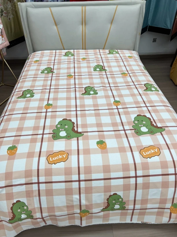 豪华青竹棉布块（粉格恐龙）尺寸3X2.5米亲肤柔软舒适吸汗透气
