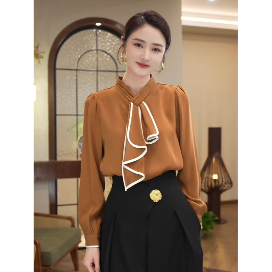 唐熹预售2024早秋新款【5786】高级时尚气质显白长袖衬衫上衣女